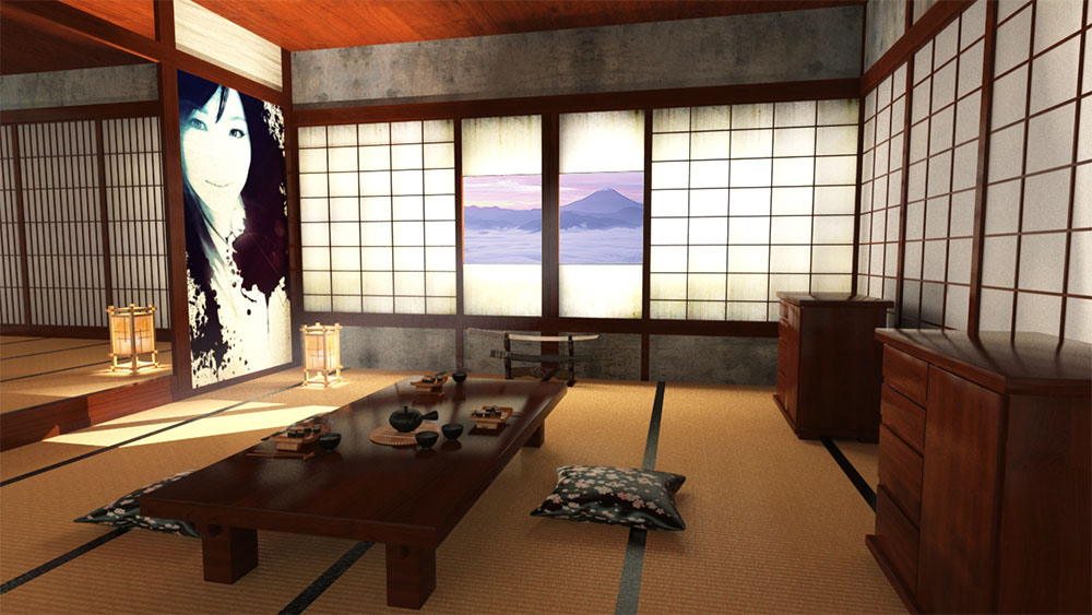 Sushi in einem japanischen Raum